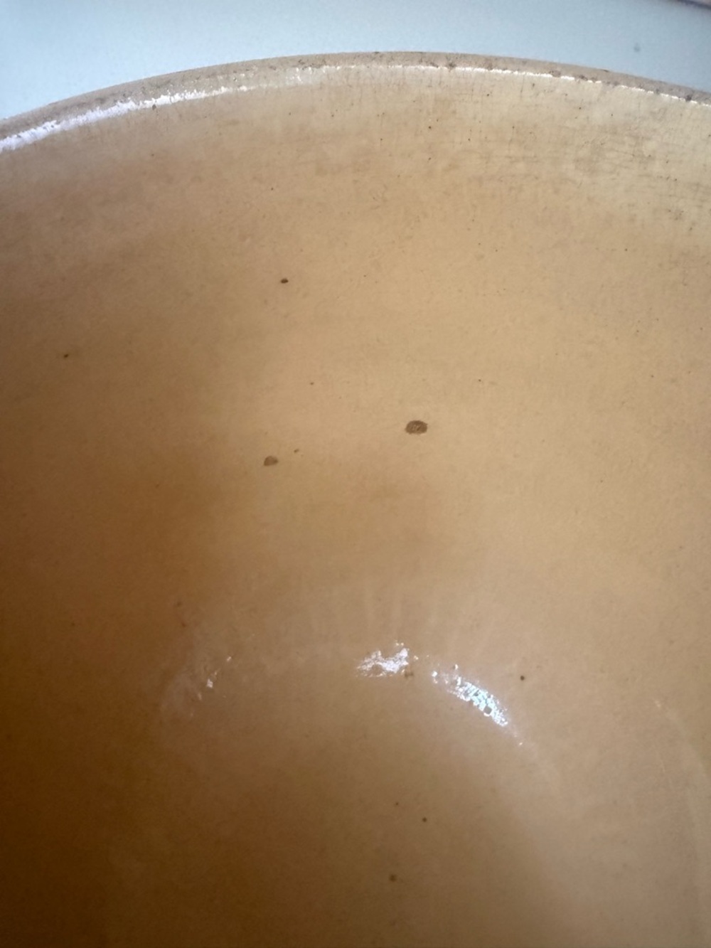 Antique Watt YellowWare 12" Mixing Bowl Single White Band Americana 19th Century - Picture 7 of 9